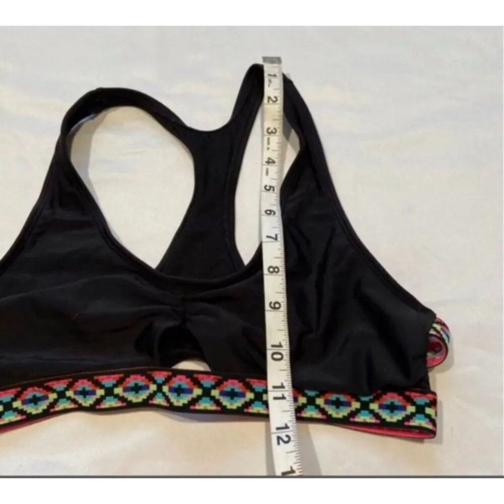 EXHILARATION Women Black w/Multi Color RainbowTrim BikiniTop/Bottom Swim Sz M‎ - Picture 9 of 11